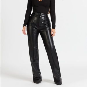 Because of Alice BOA VEGAN LEATHER WIDE LEG TROUSERS